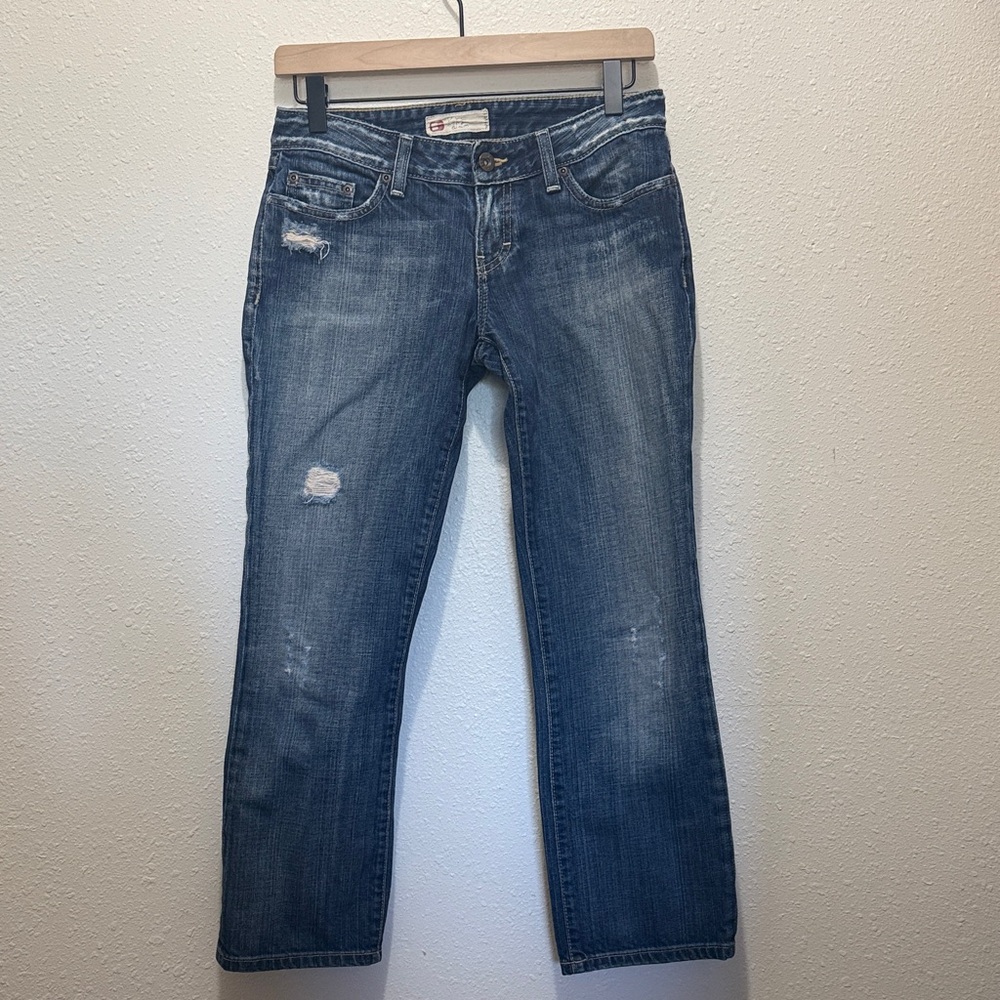 BKE Classic Blue Distressed Women Jeans, Size 27